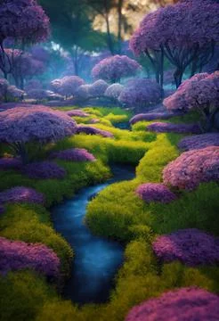 Blooming spring forest 库存插图
