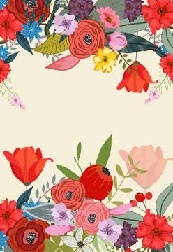 Blooming spring frame background design Stock Illustration