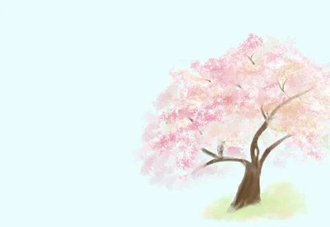 Blooming spring tree with flower background Stockillustratie