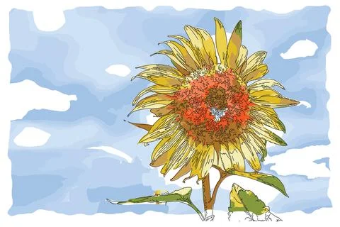 Blooming sunflower Stock Illustration