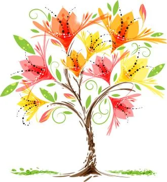Blooming tree Stock Illustration