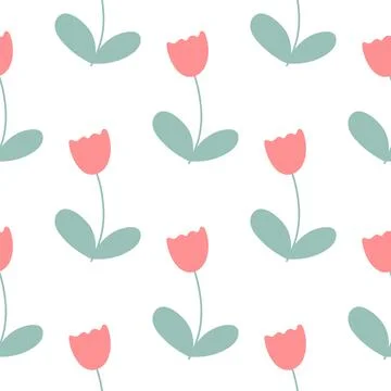 Blooming tulips summer seamless pattern Stock Illustration