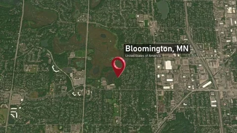 Bloomington City Map Zoom (MN, USA) from Space to Earth Video stock 295380502
