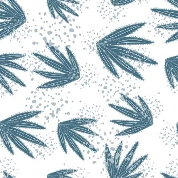 Blossom cactus seamless pattern on white background. Geometric cacti wallpape Stock Illustration