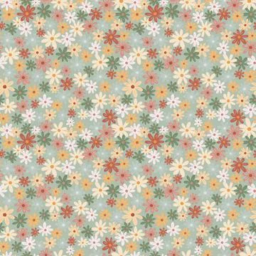 Blossom ditsy seamless pattern. Small chamomile print. Cute floral ornament. Stock Illustration