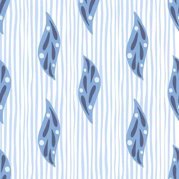 Blossom foliage seamless pattern with geometric doodle leaf elements print. S 스톡 일러스트
