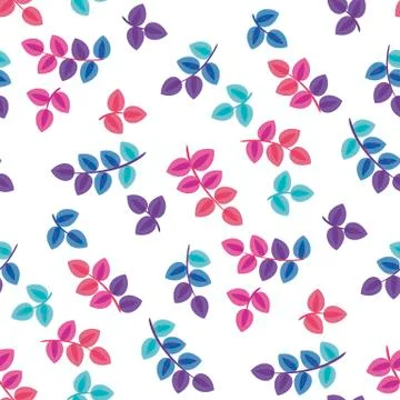 Blossom, leaves flat vector seamless pattern イラスト素材
