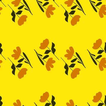 Blossom nature seamless pattern with botanic orange simple flower ornament. Y Stock Illustration