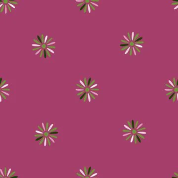 Blossom seamless pattern with little simple abstract daisy ornament. Flowers  Illustrazione stock