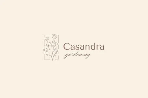 Blossom spring natural rustic flower bouquet decorative frame minimalist logo Illustrazione stock