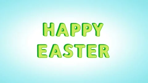 Blossom Text Happy Easter. 4K cartoon animation on a blue background Stock Footage 164616679