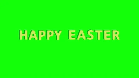 Blossom Text Happy Easter. 4K cartoon animation on a green screen Stock Footage 164616689
