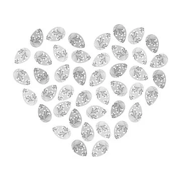 Blossom twigs Decorated Easter eggs heart shaped in grayscale. Easter greeting イラスト素材