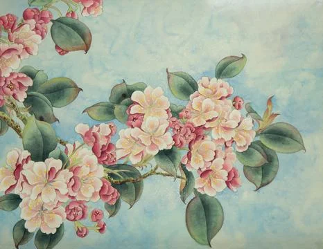 Blossoming branch of apple tree Stock Illustration