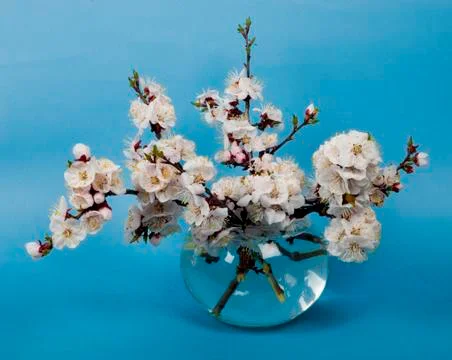 Blossoming branches of tree in vase Stock Photos
