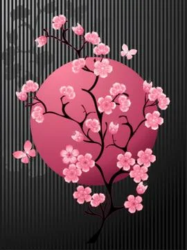 Blossoming Cherry Tree Stock Illustration