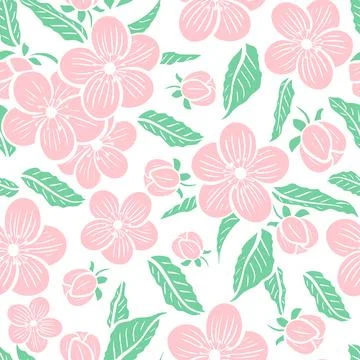 Blossoming sakura branches seamless pattern Stock Illustration