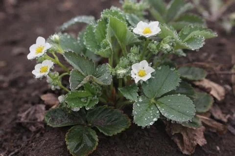 Blossoming strawberry Stock Photos