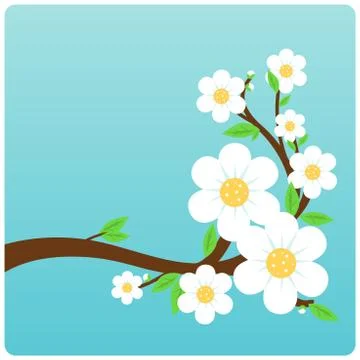 Blossoming tree branch. Vector illustration Stock Illustration