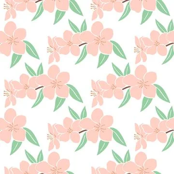 Blossoming tree branches apples or cherries seamless pattern Stock Illustration