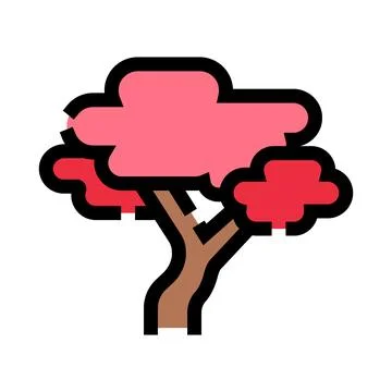 Blossoming tree line icon representing nature and spring Illustrazione stock
