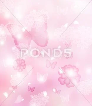 Blossoms and butterflies illustration Stock Illustration