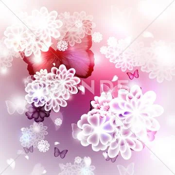 Blossoms and butterflies illustration Stock Illustration