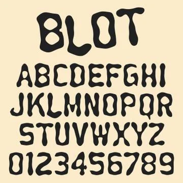 Blot alphabet font template Stock Illustration