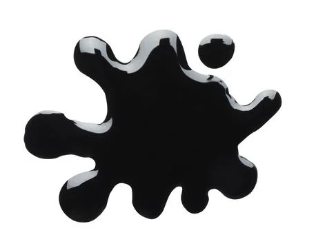 Blot of black printer ink isolated on white, top view Stock Photos