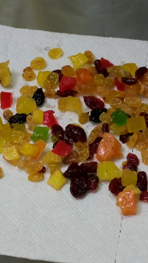 Blot with a dry towel Delicious multicolored marmalade and sugar crumbs on the Stock Footage 301743587