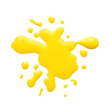 Blot of yellow printer ink isolated on white, top view Stock Photos
