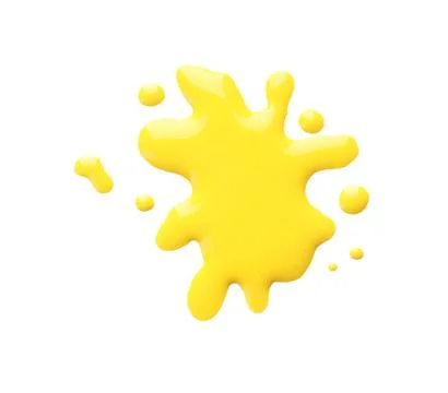 Blot of yellow printer ink isolated on white, top view Stock Photos