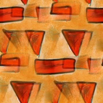 Blots watercolor red triangles on a brown background stripes pai Stock Illustration
