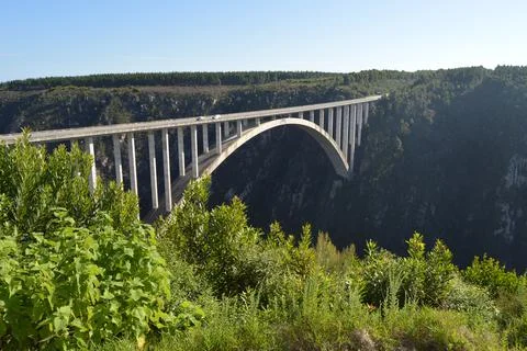 Bloukrans bunjee jumping bridge is an arch bridge located near Nature's Valle Stock Photos