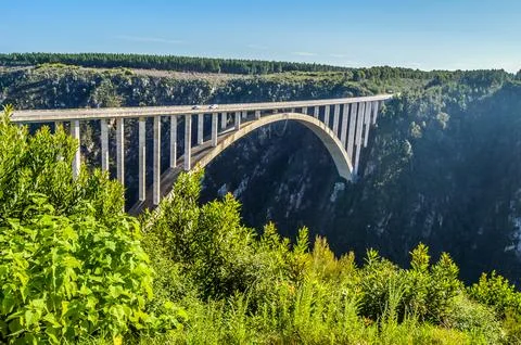 Bloukrans bunjee jumping bridge is an arch bridge located near Nature's Valle Stock Photos