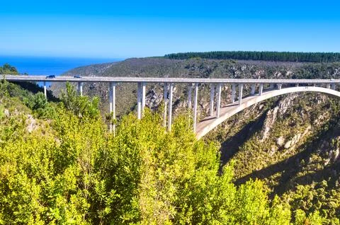 Bloukrans bunjee jumping bridge is an arch bridge located near Nature's Valle Stock Photos