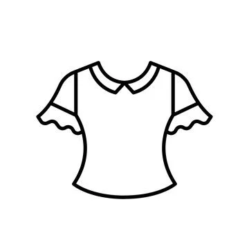 Blouse clothes vector icon outline black. EPS 10. Womens shirt illustration. Stock Illustration