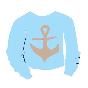 Blouse or jumper with anchor pattern in flat style Stock Illustration