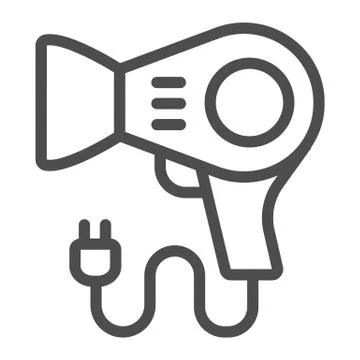 Blow drier line icon, makeup routine concept, hair drier sign on white Stock Illustration