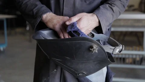 Blow torch by engineer in metalwork hands slide Stock Footage 75944693