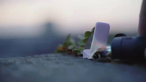 Blow torch used on soft candy that is standing up until it falls over Stock Footage 244689249
