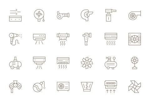Blower Vector Graphics Pack including 24 Thin Line Retina Ready Display Per.. Illustration