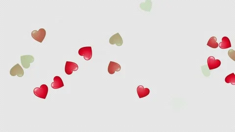 Blowing and disappearing hearts. Animation of floating hearts. Alpha channel. Stock Footage 170726341