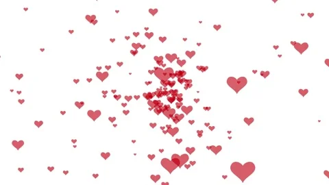 Blowing and disappearing small red hearts flowing on white background Stock Footage 135246993
