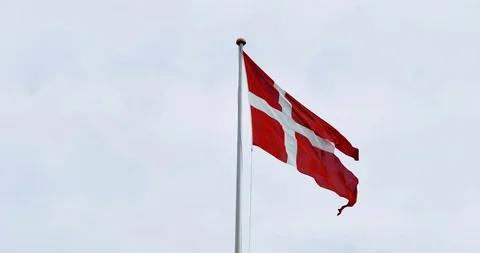 Blowing and Waving Denmark Flag. Stock Footage 117546498