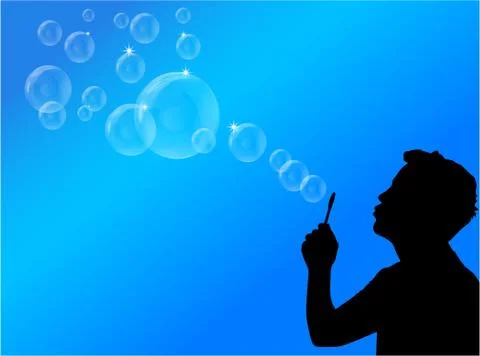 Blowing bubbles vector illustration Illustrazione stock