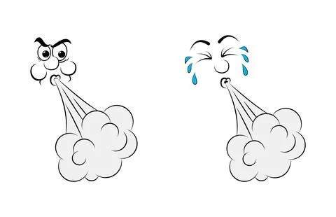Blowing character expression. Cartoon clip art illustration isolated on white Stock Illustration