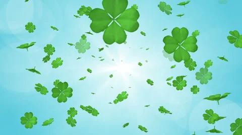 Blowing Clovers - Blue background Stock Footage 67222647