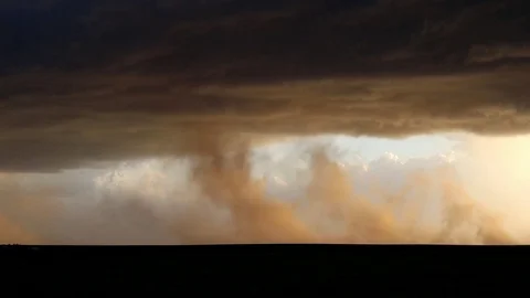 Blowing dust underneath storm Stock Footage