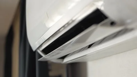 Blowing fresh cool air with the help of modern air conditioning technologies Stock Footage 156448944